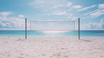 Volleyball net on the beach photo