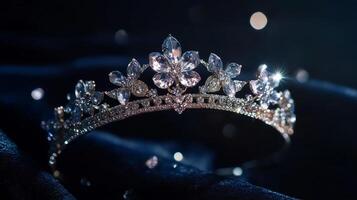 Platinum tiara with delicate floral patterns photo
