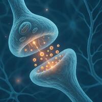 3D Close-Up of Neuronal Synapse with Neurotransmitter Release photo