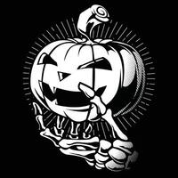 pumpkin head present design vector