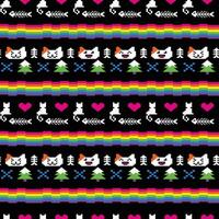 rainbow ugly cat pattern seamless design vector