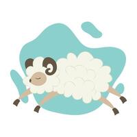 A simple flat illustration of a sheep jumping. Perfect for children's designs and Easter themes. vector