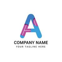 Bold style A logo design with blue and pink combinition vector