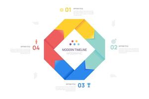 Visual data presentation. Cycle diagram step options. Arrow Pie Chart square infographic template. vector