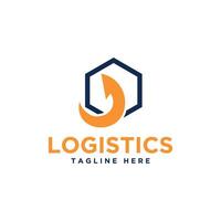 Logistics logo design Arrow and hexagon shape modern minimal creative concept vector
