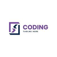 Coding modern minimal creative logo design concept abstract creative vector