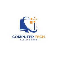 Computer repair technology logo design modern concept for computer business solution tech vector