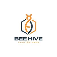 Bee hive logo design modern minimal concept Hexagon Bee shape creative mark vector