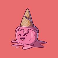 Character Ice Cream smiling on the floor. vector