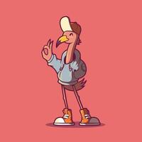 A Flamingo Character dressed as a Bully. vector