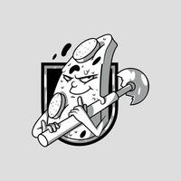 Mascot Badge of pizza slice character. vector