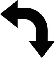 Down Left Directional Arrow Curve Indicator Path Guidance Navigation Symbol Pointer vector