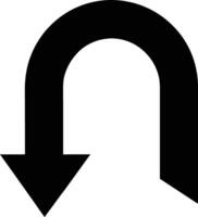 Black Uturn Arrow Graphic Downward Direction Guidance Navigation Symbol vector