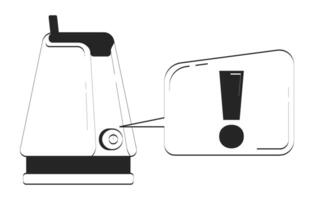 AI voice assistant device with warning alert doodle linear object. Gadget with exclamation mark notification 2D outline clip art drawing isolated on white. Hand drawn sketch illustration vector