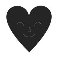 Smiling heart for user experience and emotions 2D black filled object. Customer satisfaction. Wellness app, emotional health. Heartshaped isolated clipart ink item. Monochrome spot illustration vector