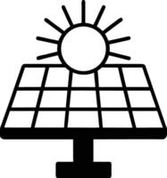 Solar Panel With Sun Rays Icon Symbol Of Renewable Energy Source vector