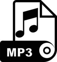 Isolated Mp3 File Format Icon With Music Note Black And White vector