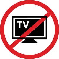 No Television Symbol In Red Circle On White Background For Content Filtering vector