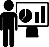 Data Analysis Presentation With Charts And Graphs On Display Monitor Icon vector