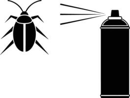 Black Silhouette Of Insecticide Spray Can Killing A Bug On White Background vector