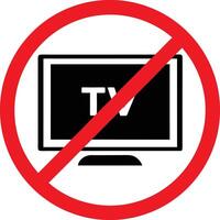 No Television Symbol Red Circle With Slash Black And White Simple Illustration vector
