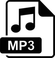 Mp3 File Format Icon With Music Note Black And White Design vector