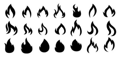 flame icon set on white background vector
