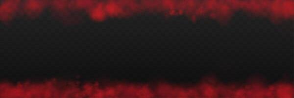 Realistic red smoke or haze frame, overlay effect on a dark background. Hot fire and flame, magic fog vector