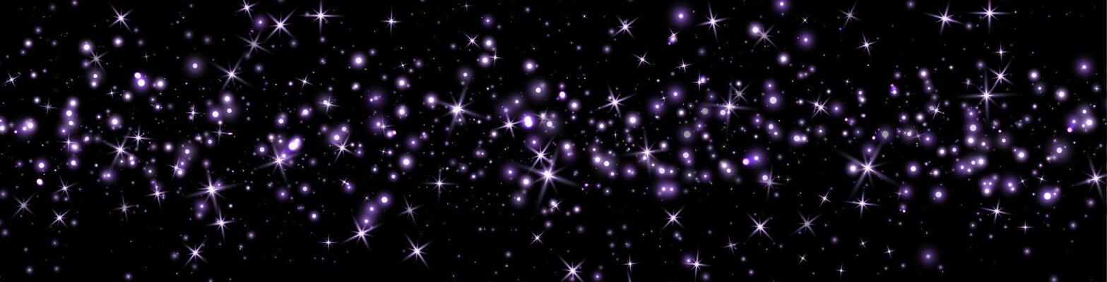 Purple glittering dots, particles, stars magic sparks. Glow flare light effect. Violet luminous points. particles on dark background.