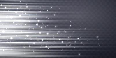 White speed rays, light neon flow, zoom in motion effect, silver glow speed lines, light trails, stripes vector