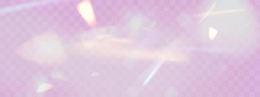 Rainbow blurred refraction overlay effect. Colorful light lens prism. Holographic reflection, iridescent crystal flare leak shadow overlay vector