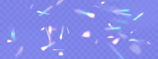 Rainbow blurred refraction overlay effect. Colorful light lens prism on dark background. Holographic, iridescent crystal flare leak shadow vector