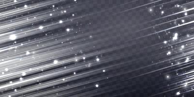 White speed rays, light neon flow, zoom in motion effect, silver glow speed lines, colorful light trails, stripes. Abstract background. vector