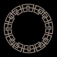 Luxury ornamental gold round frame. Golden Round frame with greek key meanders. Circular Geometric frame in the form of circular pattern. Celtic round frame. Template for laser cutting, ceramic vector