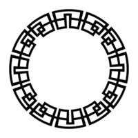 Round frame with greek key meanders. Circular Geometric frame in the form of circular pattern. Celtic round frame. Monochrome element for design. Oriental round frame. Template for laser vector