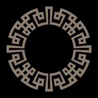 Oriental ornament in the style of baroque. Traditional classic pattern with golden elements. Round frame with greek key meanders. Circular Celtic Geometric frame in the form of circular pattern. vector