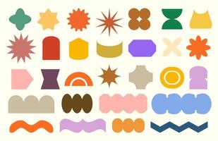 Set of brutalist geometric shapes. Modern swiss abstract graphic design elements. Trendy retro minimalist vector
