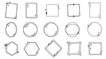 Set frames with sparkles and stars vector