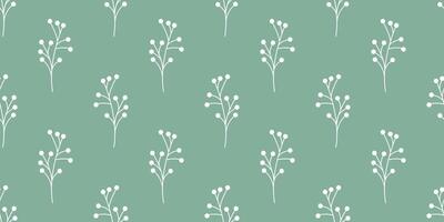 Green background with white silhouette of branches with berries vector