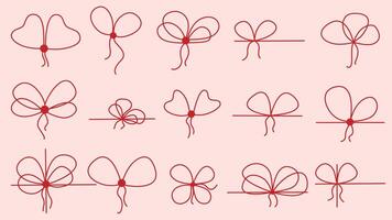 Tied in bow red thin rope set vector