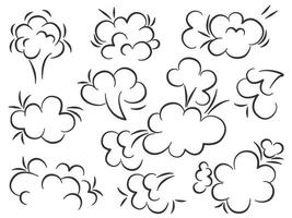 Set of explosion clouds doodle sketch style vector