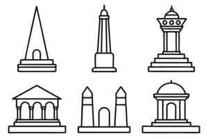 A set of different monuments and buildings vector