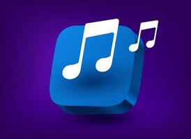 Music application concept with two notes. 3d application icon vector