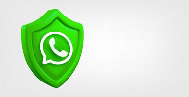 Green shield with telephone call sign isolated on grey background. 3d banner with copy space vector