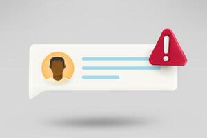 New comment notification with old man avatar. Spam concept. 3d illustration vector