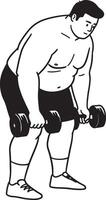 illustration of plus size man lifting dumbbells in a standing workout pose promoting strength confidence and inclusive healthy lifestyle vector