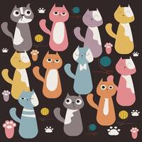set of cute seekers and pictures with funny cats. Images of cats with soapy facial expressions. Stickers pets. Stickers, icons, photonew images, posters, patterns, vector