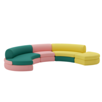 Modern modular sofa with a colorful design against a plain background png