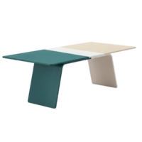 Modern rectangular table with minimalist design and contrasting color panels png