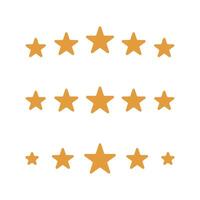 Five stars rating in orange color set isolated sign symbol flat style design. vector